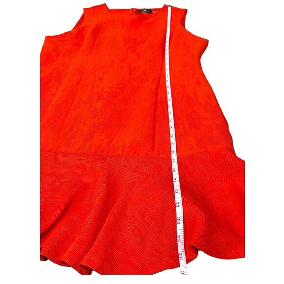 N Natori Jacquard Plisse Sleeveless Sheath Dress Size 16 NWT $169 Red Orange - Picture 8 of 9